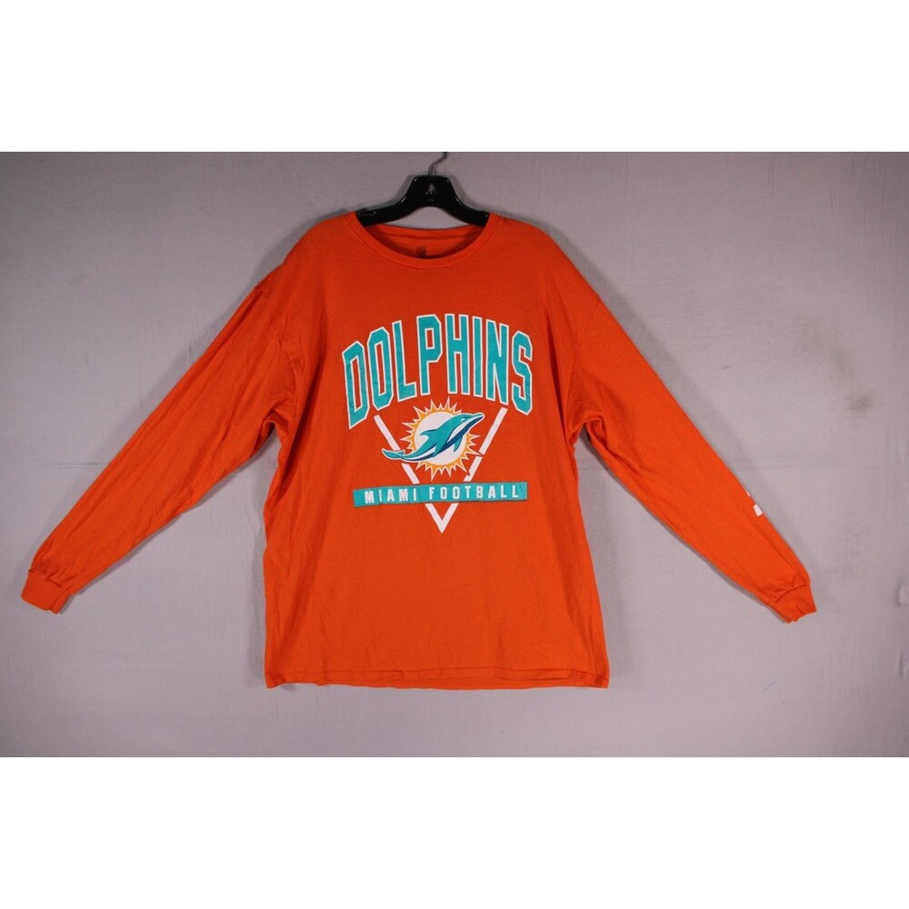 Miami Dolphins NFL Team Apparel Orange Long Sleeve Graphic Shirt Men's XL